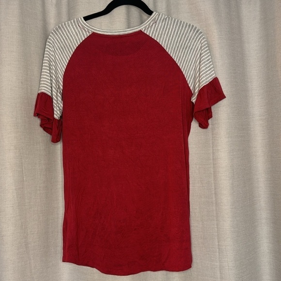 WSU COUGARS RUFFLE SLEEEVE TEE (S) - Picture 5 of 5